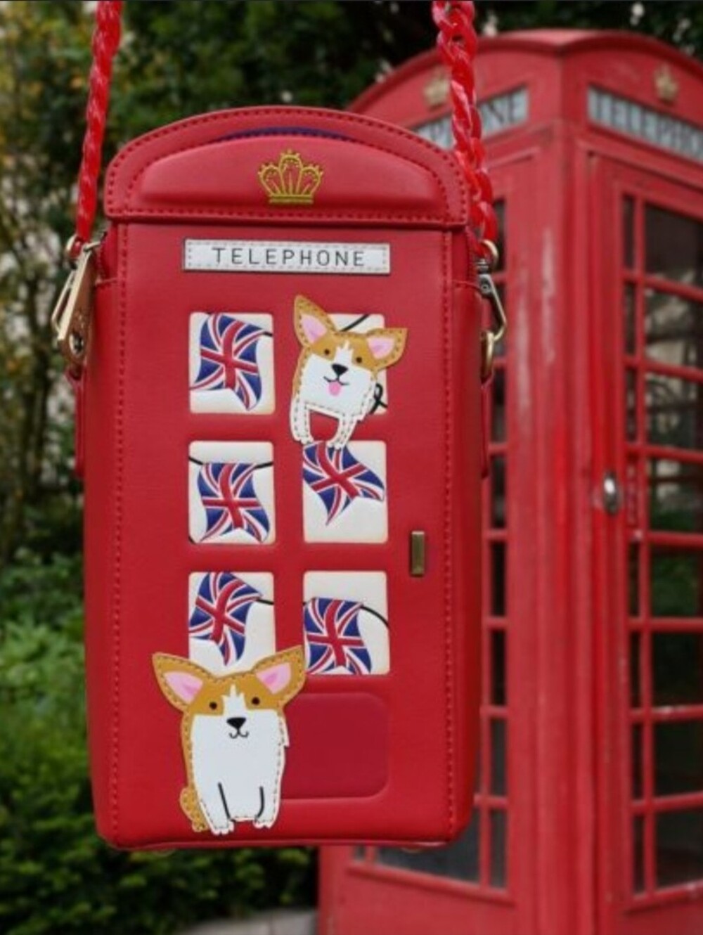 NWT Vendula London Cats And Corgis Telephone Box Crossbody Bag